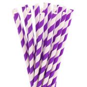 Бумажные трубочки в фиолетовую полоску